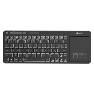 C-TECH Klávesnice WLTK-03, Bezdrátová, Touchpad, černá