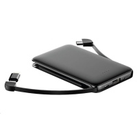 WG - Power Bank 5000 mAh, kabel Micro USB + Type-C + adaptér Lightning, černá