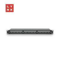 LYNX 19" patch panel  24-port, STP Cat6, 50µ, stíněný, černý