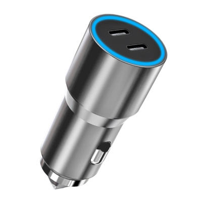 WG - Nabíječka do auta 2x USB 60W, 2x USB-C PD 30W, stříbrná