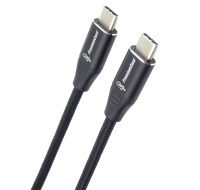 PREMIUMCORD Kabel USB-C M/M, 240W 480Mbps černý bavlněný oplet, 0,5m