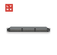 LYNX 19" patch panel  24-port, FTP Cat6a, 50µ, stíněný, černý