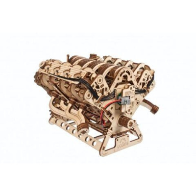 Ugears 3D dřevěné mechanické puzzle Motor V8