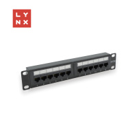 LYNX 10" patch panel 12-port, UTP Cat5e, 50µ, nestíněný, černý