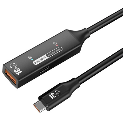 PremiumCord USB 3.2 Gen 2 repeater a prodlužovací kabel C-Male-A-Female, 10Gbps Aluminium 10m