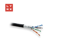 LYNX FTP kabel, Cat5e, PE (Fca), 0,5mm, celoměděný, venkovní, černý, box 305m