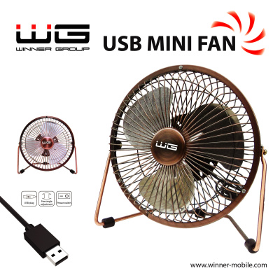 WG - Ventilátor USB mini fan 6inch, bronzový