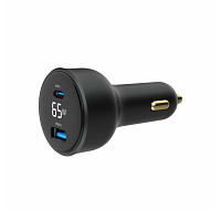 GEMBIRD Nabíječka do auta, 1x USB, 1xUSB-C, rychlo-nabíječka, QC3.0, 65 W, černá