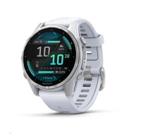 Garmin fenix® 8 – 43 mm, AMOLED, Silver / Whitestone se silikonovým řemínkem.