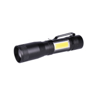 Solight LED kovová svítilna, 150 +60lm, 3W + COB, AA, černá
