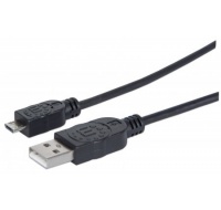 MANHATTAN Kabel propojovací USB 2.0  A Male / Micro-B Male, 0.5m, černý