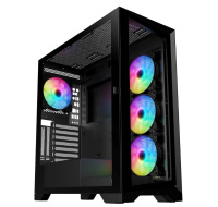 VeinX case GL29AL-BK, ATX, Průhledná bočnice, 4x 120mm ARGB Fan, ARGB Hub, Černá