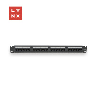 LYNX 19" patch panel  24-port, UTP Cat6, 50µ, nestíněný, černý