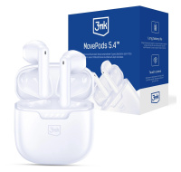 3mk bezdrátová stereo sluchátka MovePods 5.4, stereo, nabíjecí pouzdro, bílá