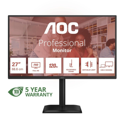 AOC MT 27" 27E4CV - 1920x1080,IPS,120Hz,1xHDMI,1xDP,USBhub,USB-C,PD,RJ45,Repro,Pivot