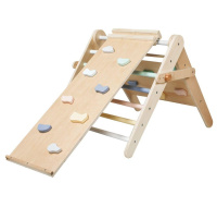 Montessori rostoucí Piklerové trojúhelník 3v1 s activity boardem a prknem 2v1 - pastel - 2. jakost