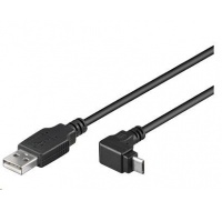 PremiumCord Kabel micro USB 2.0, A-B, konektor do úhlu 90° 1.8m (černý)