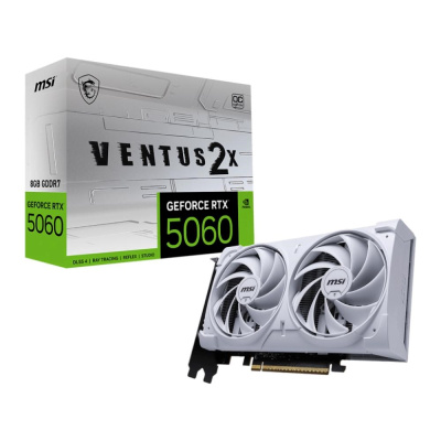 MSI VGA NVIDIA GeForce RTX 5060 8G VENTUS 2X OC WHITE, RTX 5060, 8GB GDDR7, 3xDP, 1xHDMI