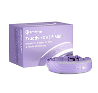 Tractive CAT 6 Mini – chytrý GPS lokátor pro kočky a monitor zdraví s integrovaným obojkem - levandulový