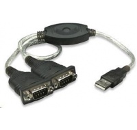 MANHATTAN převodník z USB na 2x sériový port (USB AM/DB9M(2), RS232)