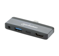 MANHATTAN Dokovací stanice USB-C 4v1, 1xHDMI, 1xUSB-C, 1xUSB, 1x3.5mm, šedá