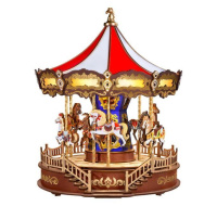 RoboTime 3D dřevěná skládačka hrací skříňky Klasický kolotoč