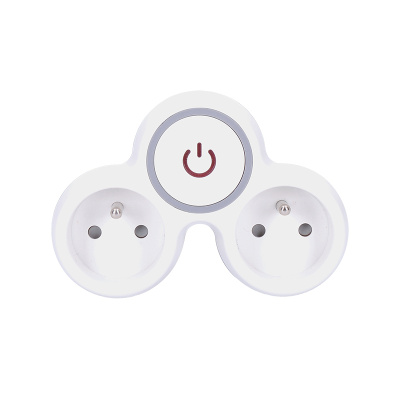 Solight rozbočka, 2x 10A, bílá-šedá, vypínač