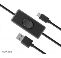 AKASA kabel USB-A 2.0 na Micro-B, napájecí kabel se switchem (pro Raspberry Pi 3 / 2 /1 / Zero), 1.5m