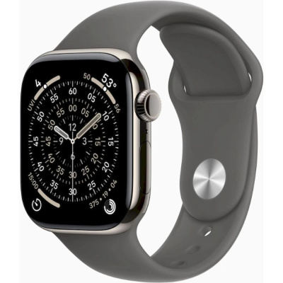 Apple Watch Series 11 GPS + Cellular 42mm Natural Titanium Case with Stone Grey Sport Band - M/L