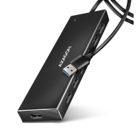 AXAGON HUE-F7A, 7x USB 3.2 Gen 1 ALU FLAT CHARGING hub, micro USB napájecí konektor, kabel USB-A 1m