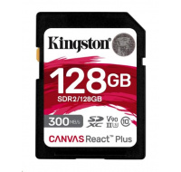 Kingston SDXC karta 128GB Canvas React Plus SDXC UHS-II 300R/260W U3 V90 for Full HD/4K/8K