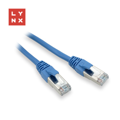 LYNX FTP patch kabel Cat5e PVC, CCA, 0,1m, modrý (balení obsahuje 10ks)