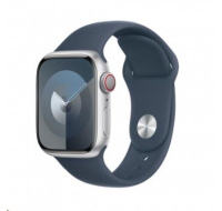 APPLE Watch Series 9 GPS + Cellular 41mm Silver Aluminium Case with Storm Blue Sport Band - M/L