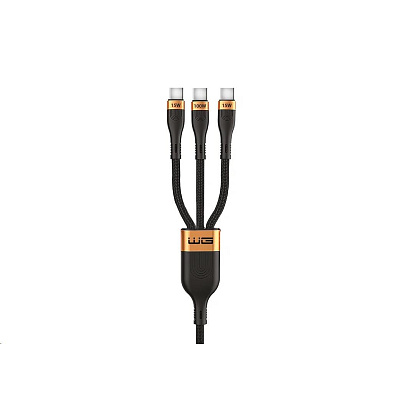WG - Datový kabel 3v1 Type-C na 3x Type-C, 1,2 metru, 100 W + 15 W + 15 W, černá