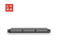 LYNX 19" patch panel 24-port, STP Cat6a, 50µ, stíněný, černý