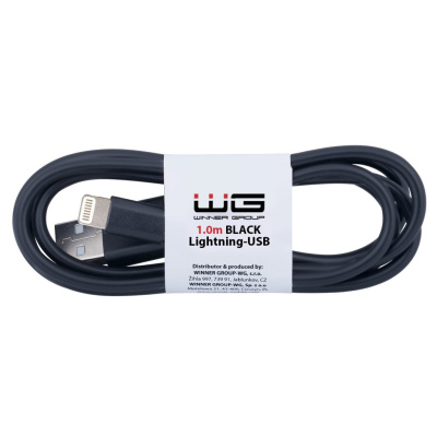 WG - Datový kabel Lightning na USB-A, 1 metr, černá