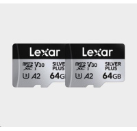 Lexar microSDXC Silver Plus 1066x UHS-I/U3/A2/4K R205/W100 (V30) 64GB - 2pack
