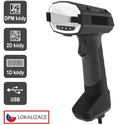 Virtuos CCD 2D DPM průmyslová čtečka HT-880DPM, USB, tmavě šedá